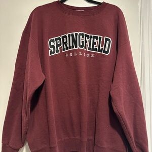 Vintage Y2K Champion Springfield College Crew Maroon Neck Sweatshirt.